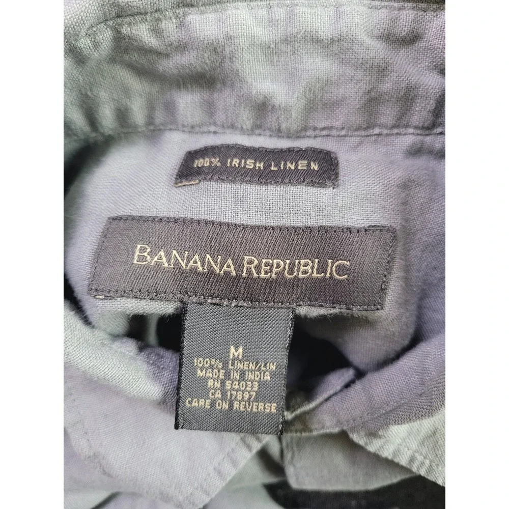 Vintage‎ Men's Banana Republic Irish Linen Button Up Long Sleeve Grey M Casual